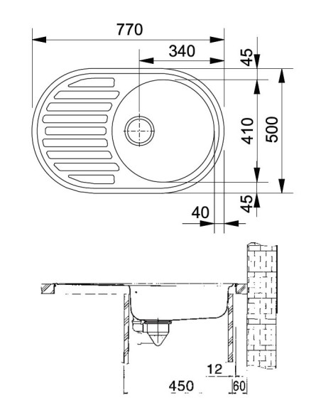 Franke ROG 611-62 fragranit plautuvė su ventiliu