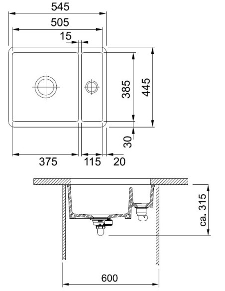 Franke KBK 160 fraceram plautuvė