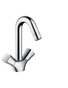 Plautuvės maišytuvas Hansgrohe Logis lenktu snapu dviejų rankenėlių chromas