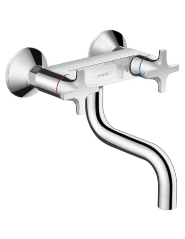 Plautuvės maišytuvas Hansgrohe Logis montuojamas į sieną dviejų rankenėlių chromas