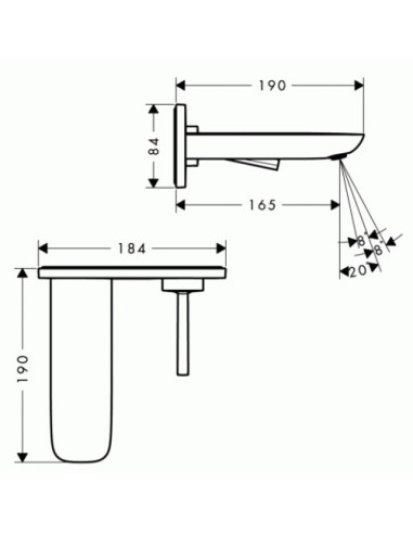 Maišytuvas praustuvui Hansgrohe PuraVida montuojamas į sieną baltas/chromas