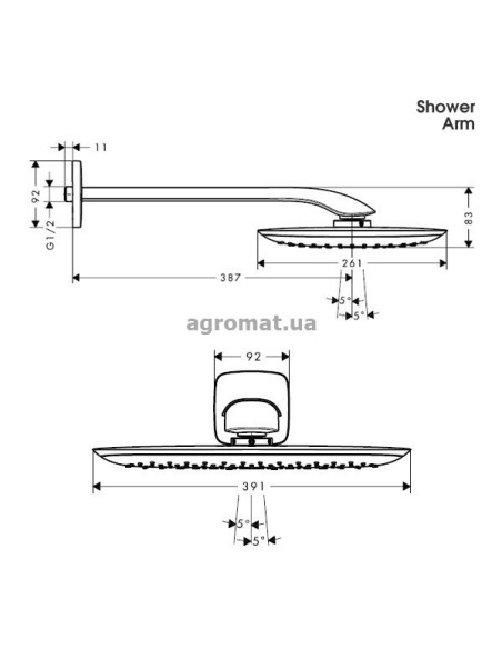 Dušo galva montuojama sienoje Hansgrohe PuraVida 400 Air 1jet chromas