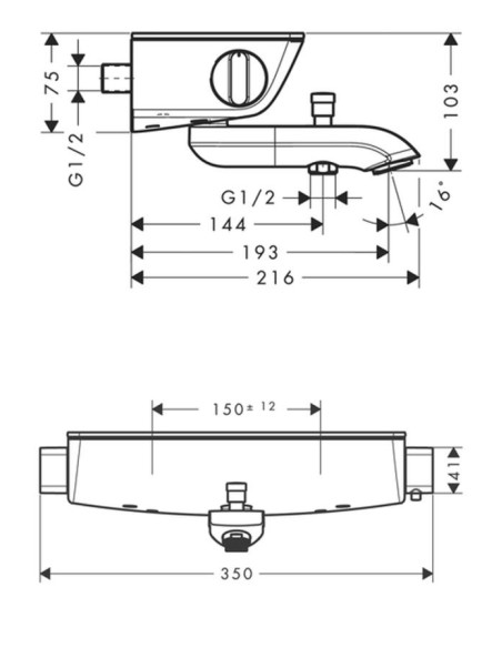 Termostatinis vonios maišytuvas Hansgrohe Ecostat Select chromas