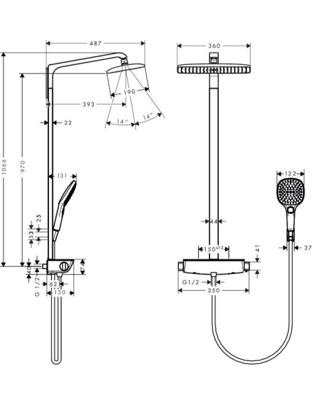 Termostatinė dušo sistema Hansgrohe Raindance Select E 360 1jet ST baltas/chromas