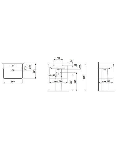 Praustuvas Laufen Pro S 60x46,5 su...