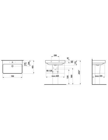 Praustuvas Laufen Pro S 70x46,5 su...