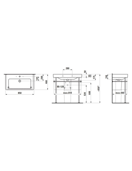 Praustuvas Laufen Pro S su plačiais kraštais 85x46