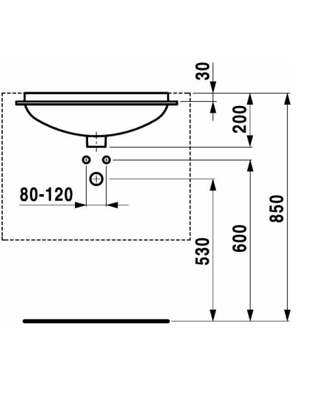 Praustuvas Laufen Birova 49x35,5 montuojamas iš apačios, abipusis glazūravimas