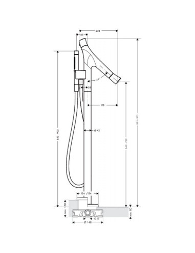 Termostatinis vonios maišytuvas Hansgrohe Axor Strack Organic montuojamas ant grindų