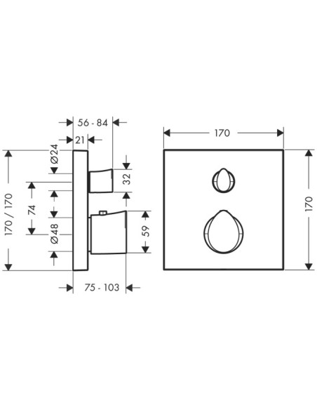 Potinkinis termostatinis maišytuvas Hansgrohe Axor Strack Organic vieno kanalo 26 l/min.