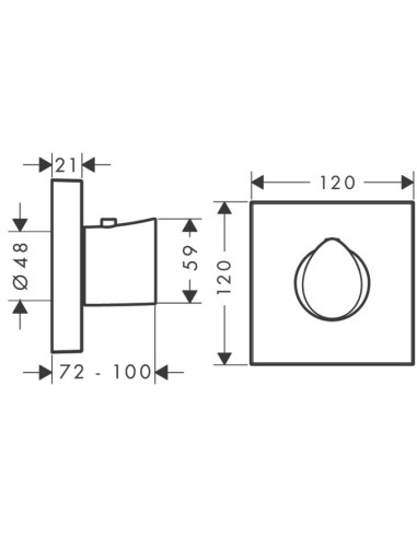 Potinkinis termostatinis maišytuvas Hansgrohe Axor Strack Organic 12x12