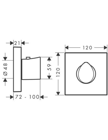 Potinkinis termostatinis maišytuvas Hansgrohe Axor Strack Organic 12x12