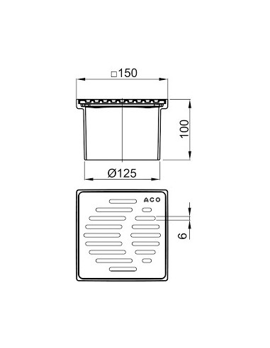 Trapo viršutinė dalis ACO EasyFlow 100x100 mm