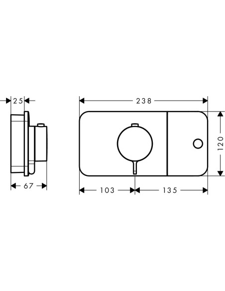 Potinkinis termostatinis modulis Hansgrohe Axor One vieno kanalo
