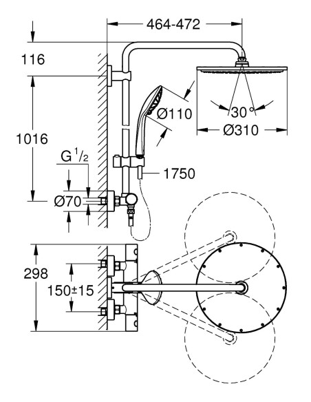 Dušo sistema Grohe Euphoria XXL 310