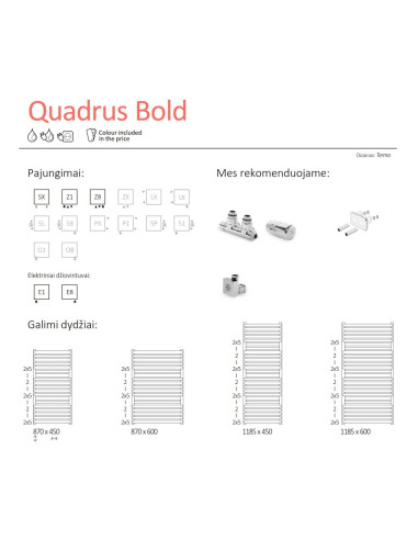 Rankšluosčių džiovintuvas Terma Quadrus Bold