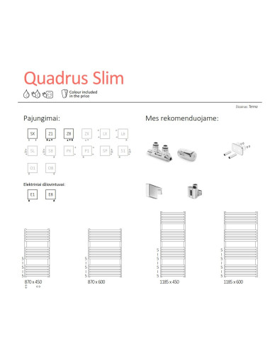Rankšluosčių džiovintuvas Terma Quadrus Slim