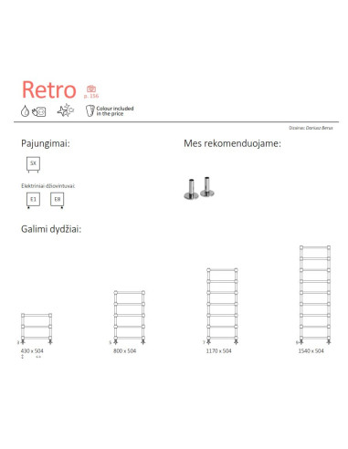 Rankšluosčių džiovintuvas Terma Retro