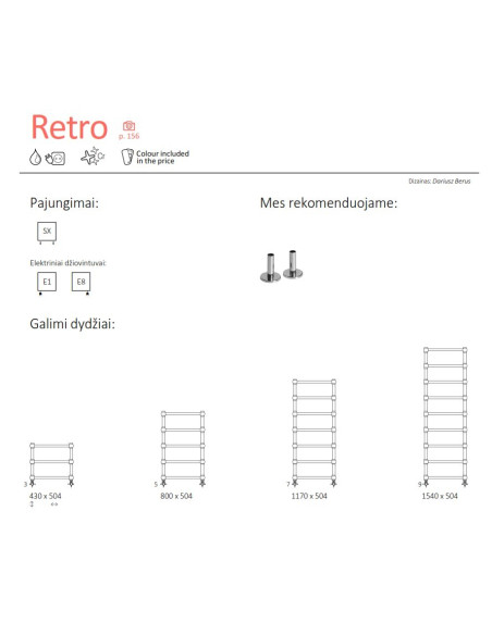 Rankšluosčių džiovintuvas Terma Retro