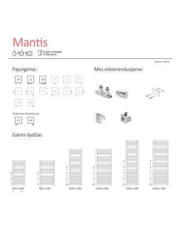 Rankšluosčių džiovintuvas Terma Mantis