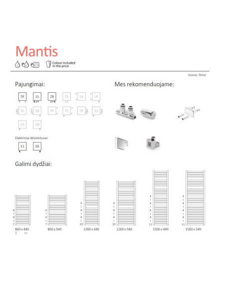 Rankšluosčių džiovintuvas Terma Mantis