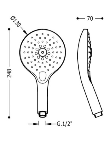 Dušo galvutė Tres Select 130 3Jet white/chrom