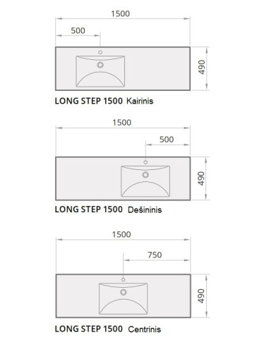 Akmens masės praustuvas Long Step 1500x490