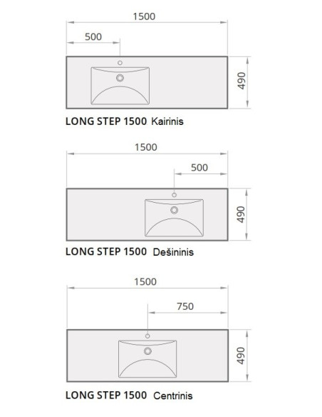 Akmens masės praustuvas Long Step 1500x490