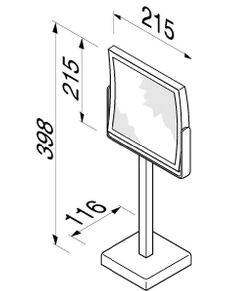 Veidrodelis pastatomas 210x210mm, didina 3 k. Geesa Mirror 1082