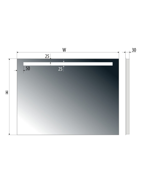 Keturkampis veidrodis EASY 01 su LED apšvietimu