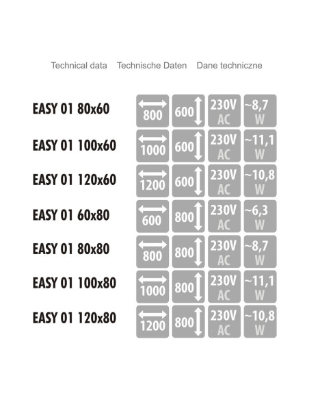 Keturkampis veidrodis EASY 01 su LED apšvietimu