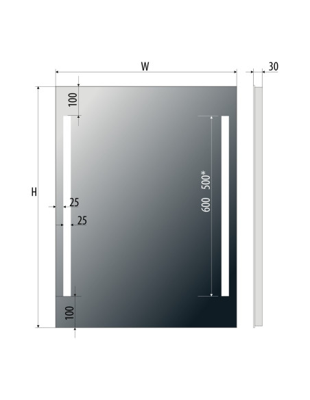 Keturkampis veidrodis EASY 02 su LED apšvietimu