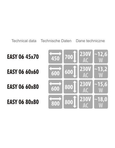 Keturkampis veidrodis EASY 06 su LED apšvietimu