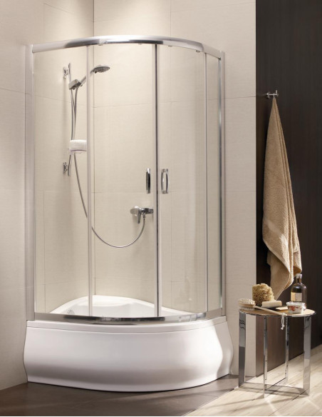 Radaway Premium Plus E1700 pusapvalė dušo kabina pažemintas modelis asimetrines formos