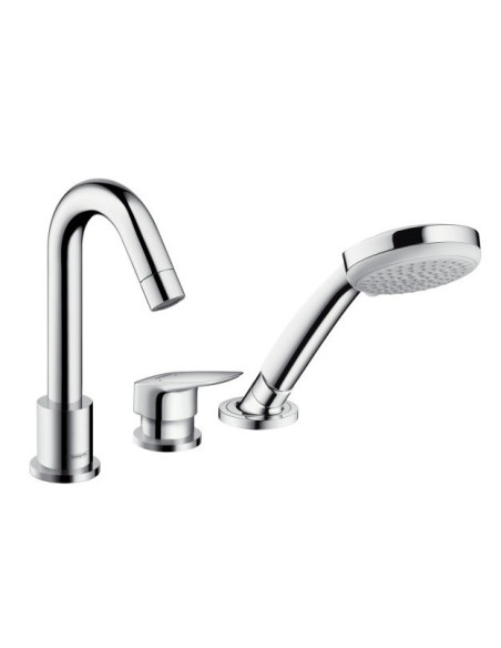 Vonios maišytuvas Hansgrohe Logis trijų dalių su dušeliu montuojamas ant vonios krašto chromas