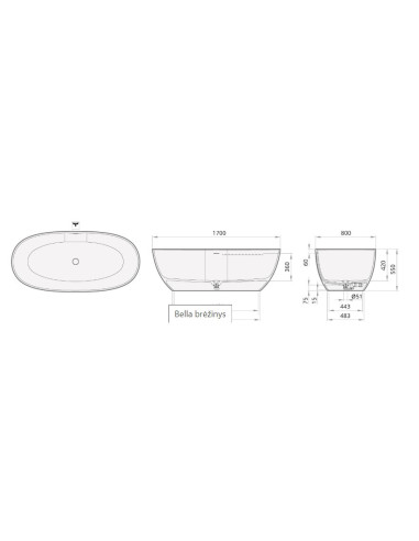 Paa Bella laisvai pastatoma vonia 1700x800