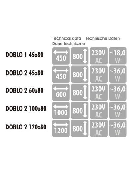 Keturkampis veidrodis DOBLO su LED apšvietimu