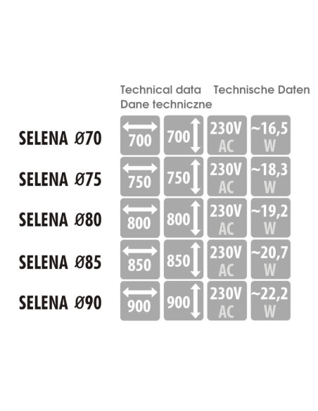 Apvalus veidrodis SELENA su juodu rėmu ir LED apšvietimu