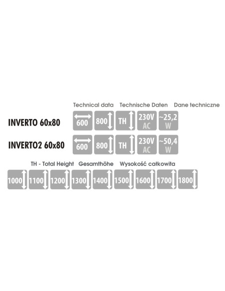 Keturkampis veidrodis INVERTO su LED apšvietimu