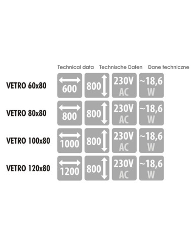 Keturkampis veidrodis VETRO su LED...