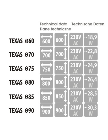 Apvalus veidrodis TEXAS su juodais rėmais, juodu odiniu diržu, LED apšvietimu