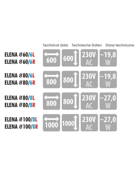 Apvalus veidrodis ELENA su LED apšvietimu iš galo