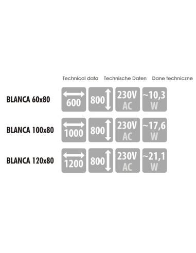 Keturkampis veidrodis BLANCA su LED...