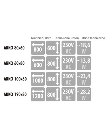 Keturkampis veidrodis ARKO su LED...