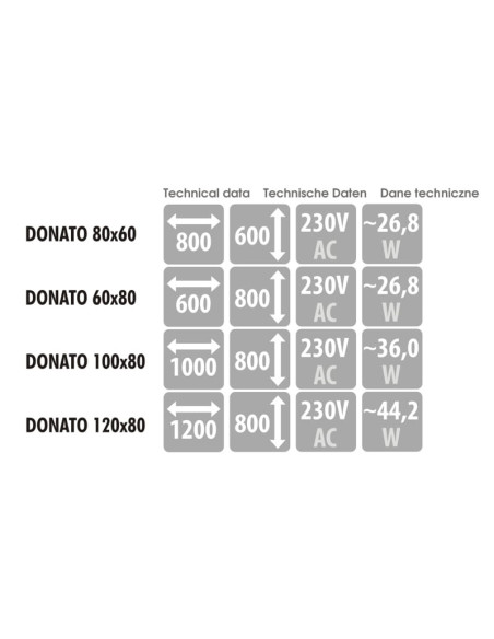 Keturkampis veidrodis DONATO su LED apšvietimu