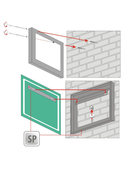 Keturkampis veidrodis QUADRO su LED apšvietimu