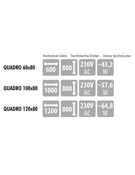Keturkampis veidrodis QUADRO su LED apšvietimu