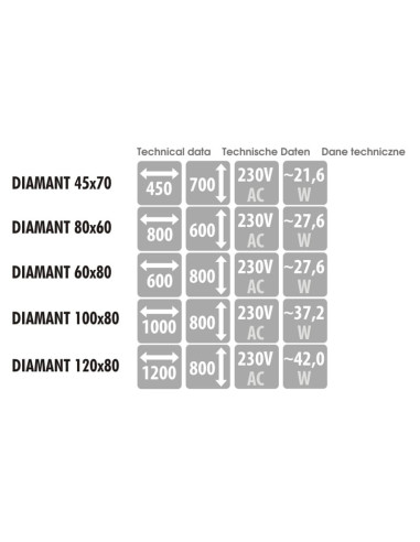 Keturkampis veidrodis DIAMANT su LED...