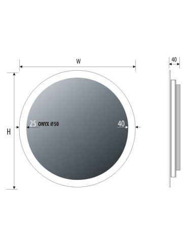 Apvalus veidrodis ONYX su LED apšvietimu