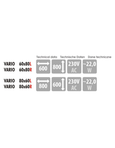Keturkampis veidrodis VARIO su LED...